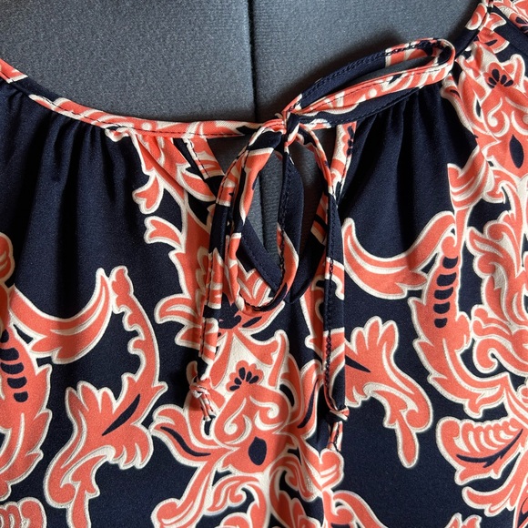 Tacera Navy and Coral Blouse - Picture 2 of 6